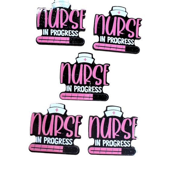 10 pc glitter RN Nurse Nursing Student acrylic flat back charm for badge reels k - Picture 1 of 3